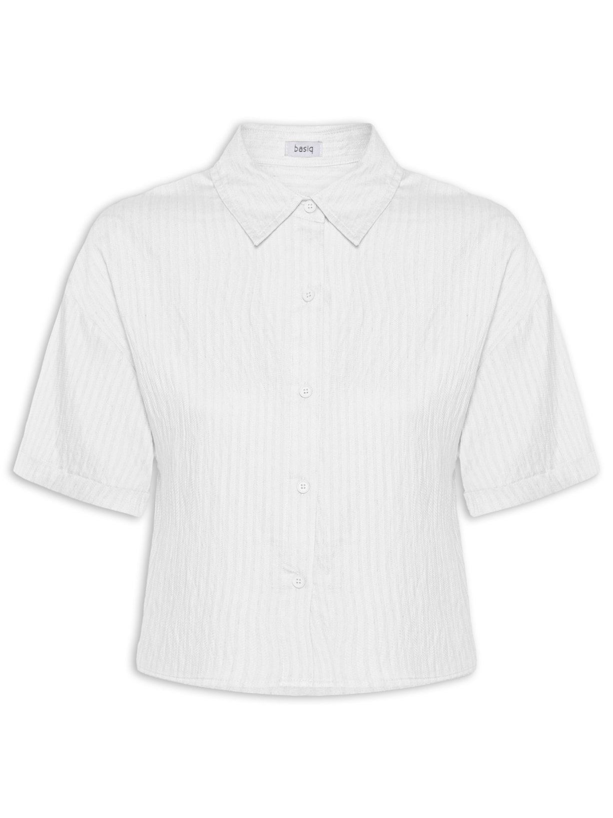 Camisa Feminina Manga Curta Branco Basiq