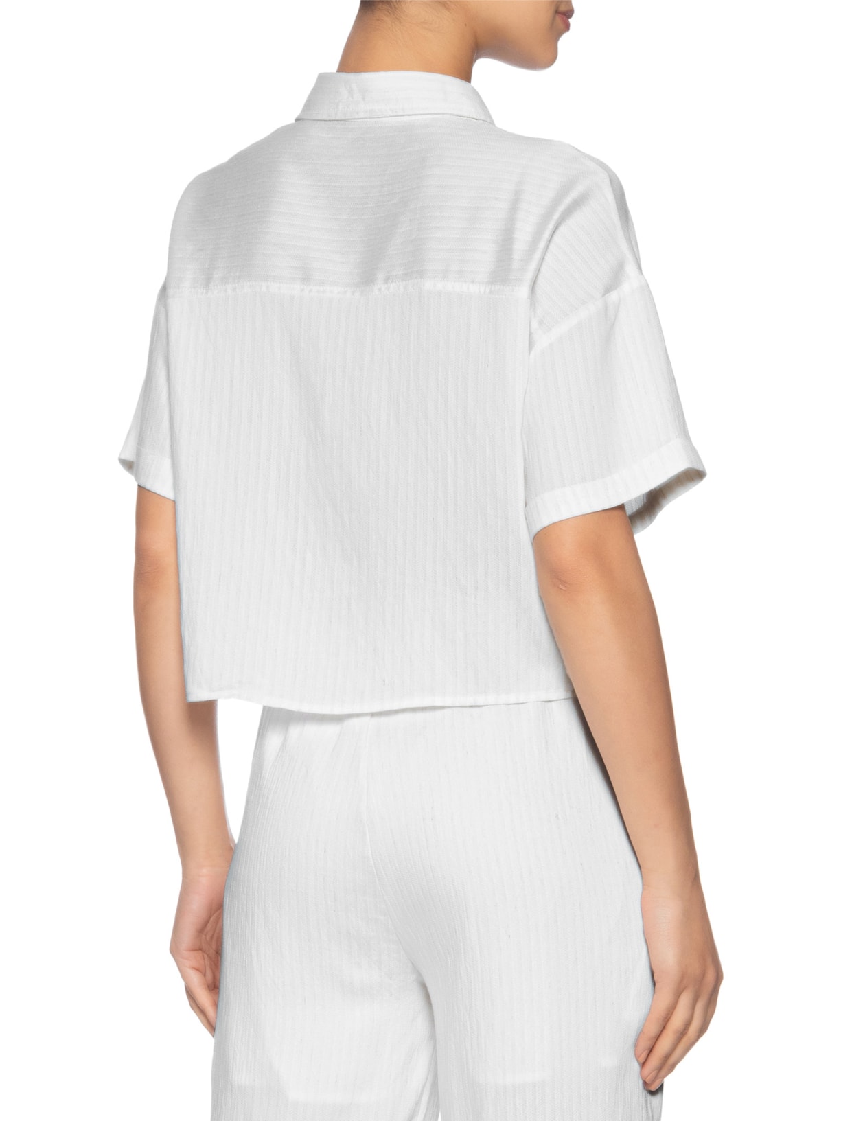 Camisa Feminina Manga Curta Branco Basiq