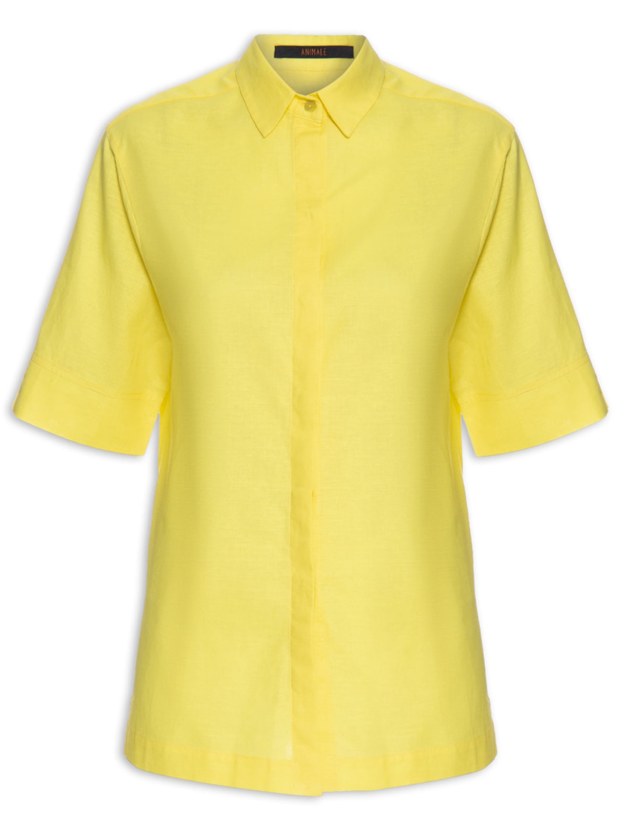 Camisa Feminina Manga Curta Cambraia - Amarelo