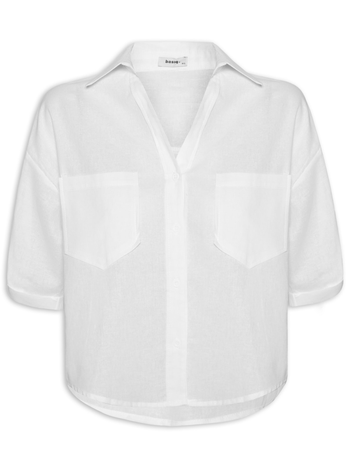 Camisa Feminina Manga Curta com Martingale - Branco