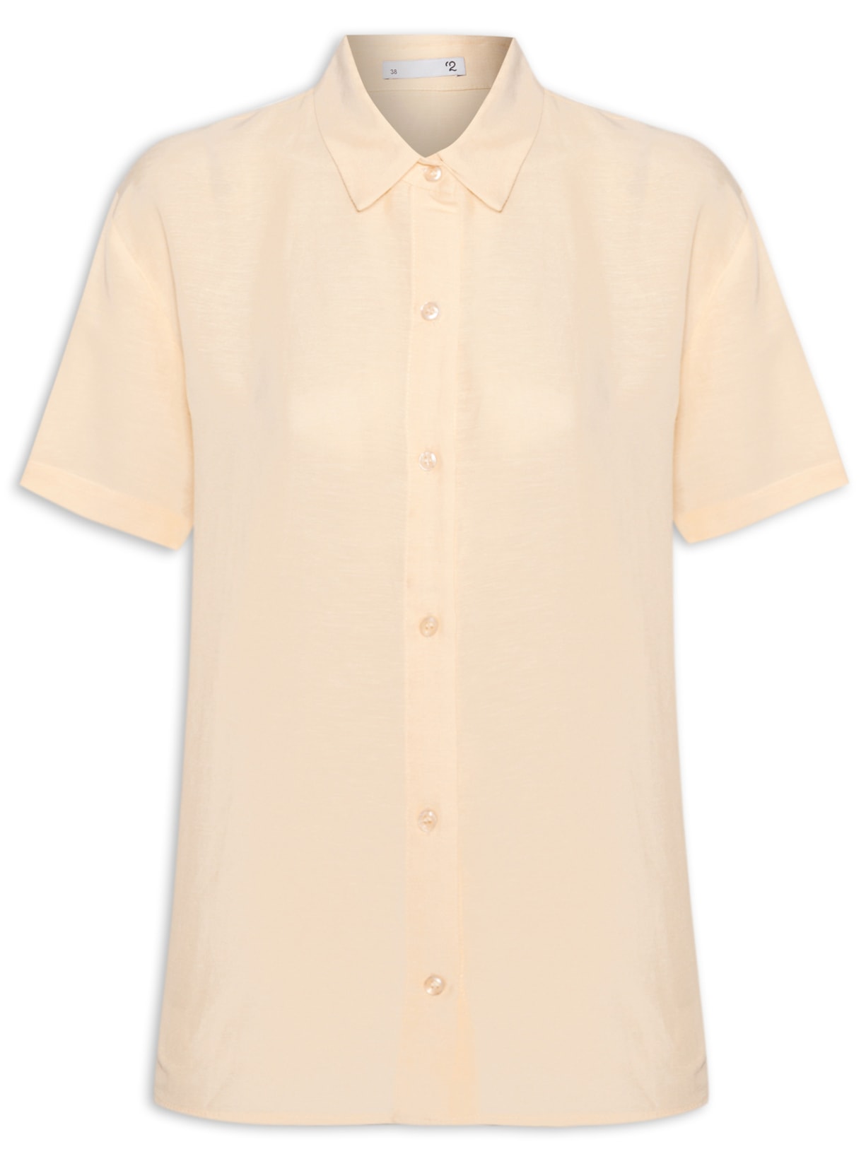 Camisa Feminina Manga Curta Reta Em Linho Misto - Amarelo