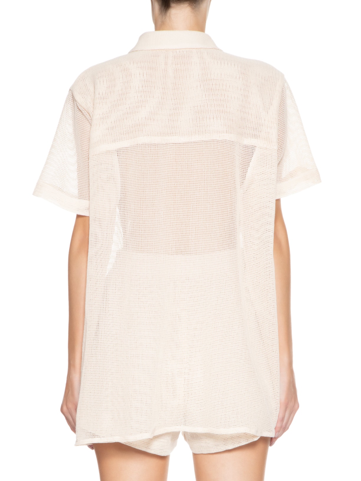 Camisa Feminina Manga Curta Tela Bege Osklen