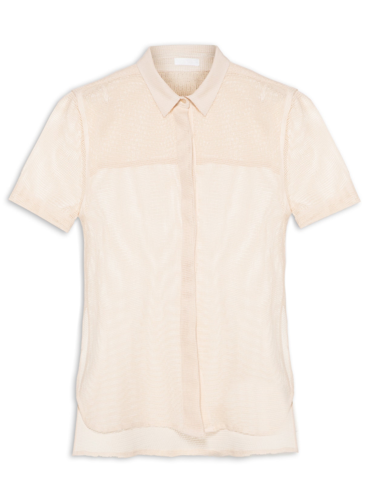 Camisa Feminina Manga Curta Tela Bege Osklen