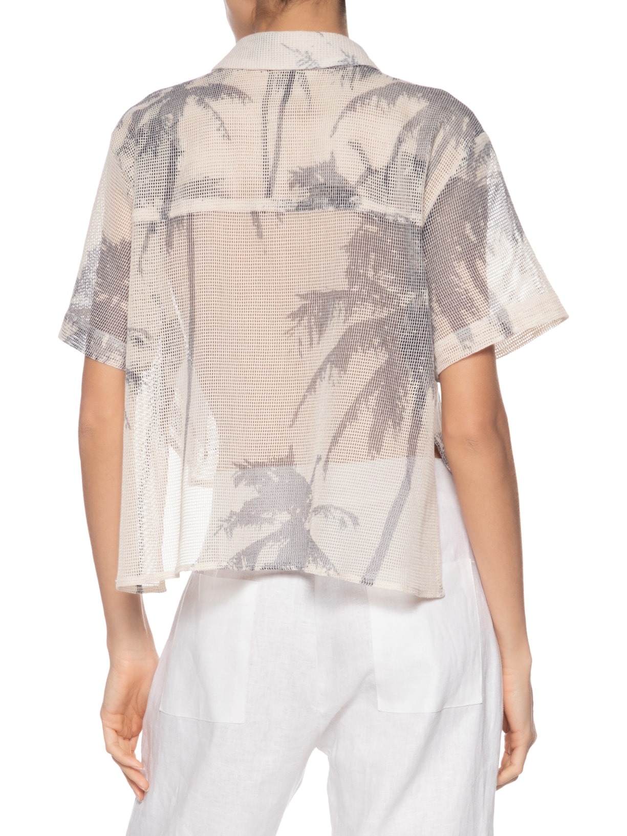 Camisa Feminina Manga Curta Tela Coqueiro Bege Osklen