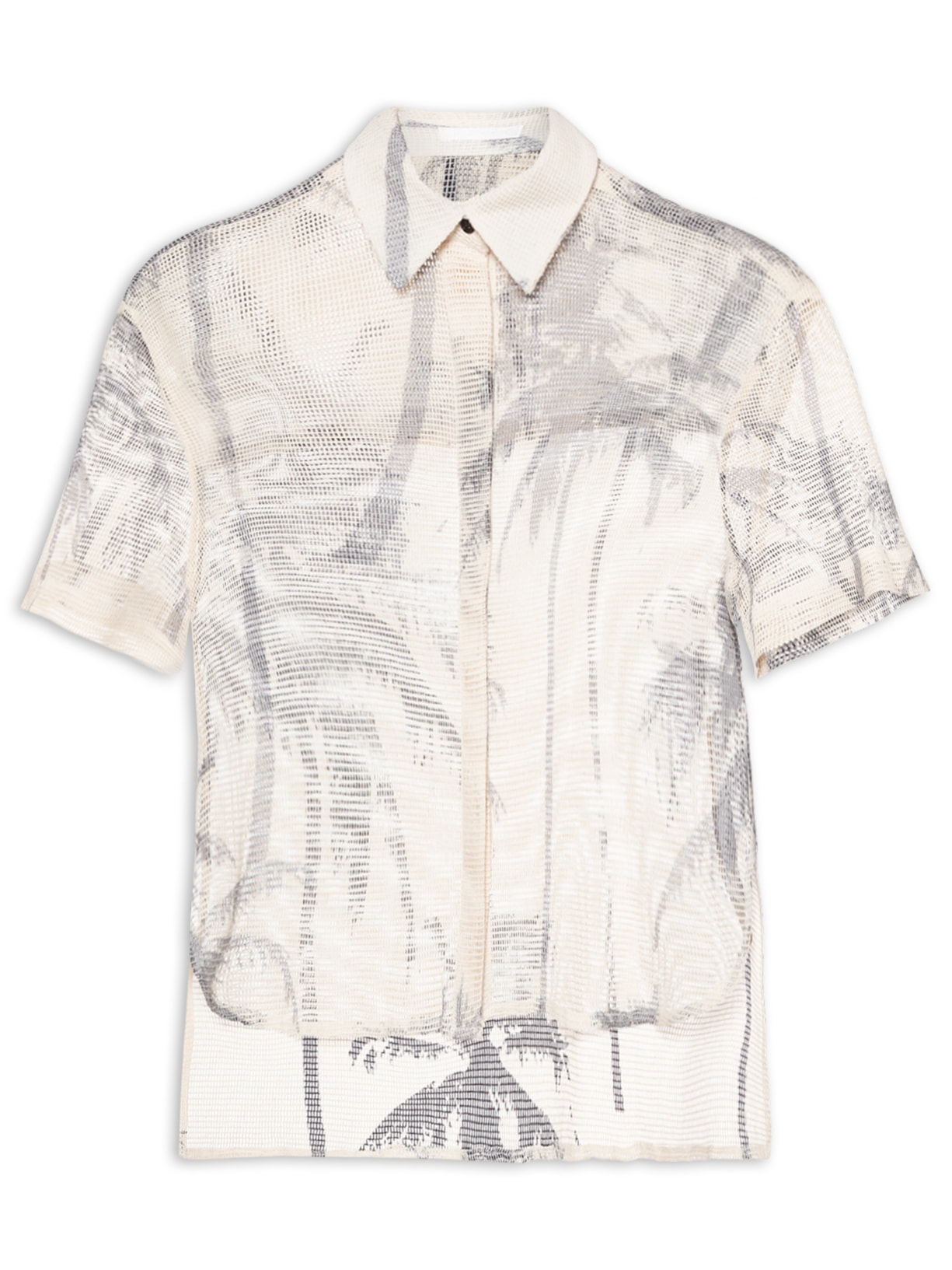 Camisa Feminina Manga Curta Tela Coqueiro - Bege