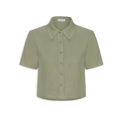 Camisa Feminina Manga Curta Texturizada - Verde