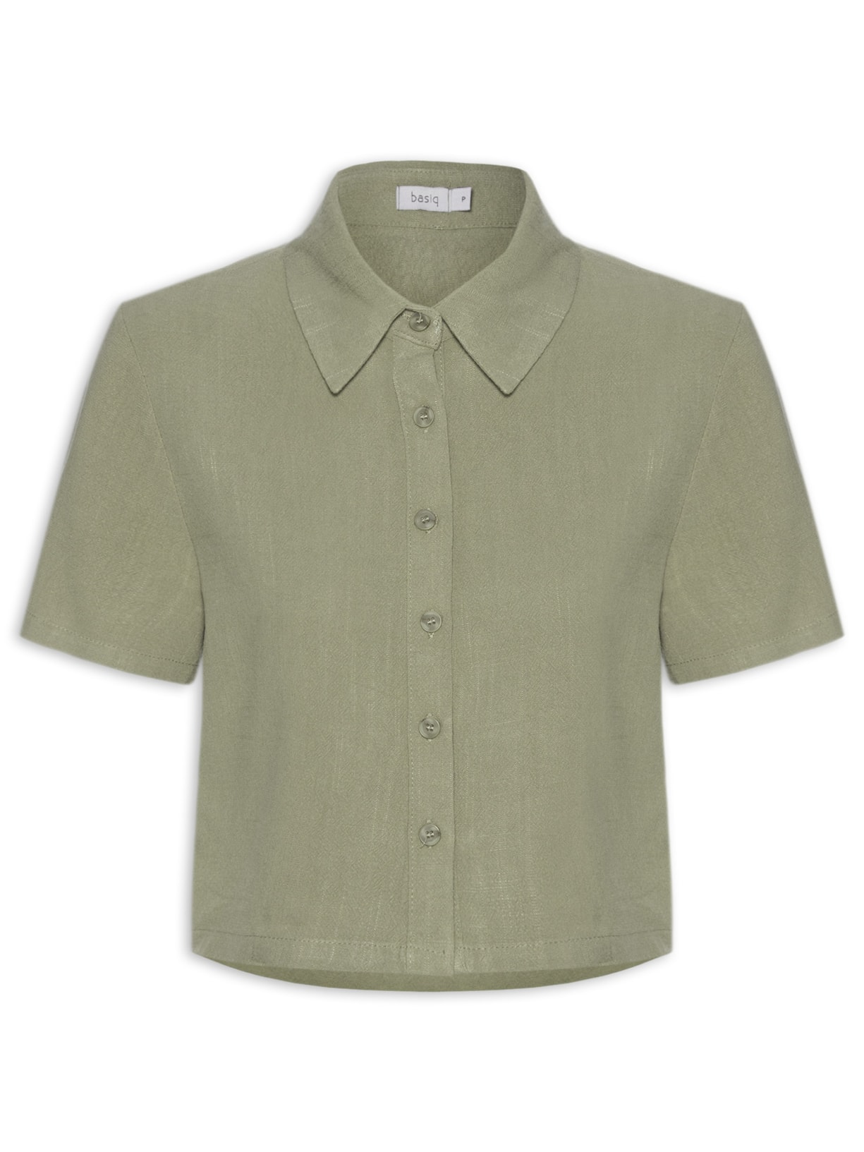 Camisa Feminina Manga Curta Texturizada - Verde