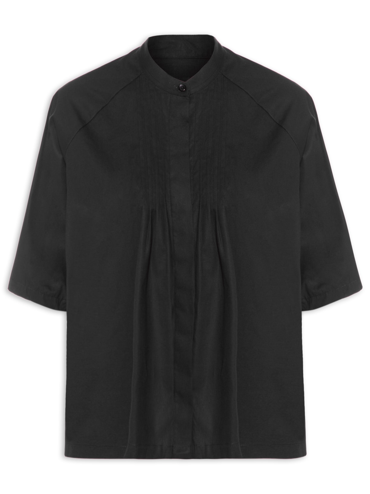 Camisa Feminina Manga Curta Tricoline - Preto