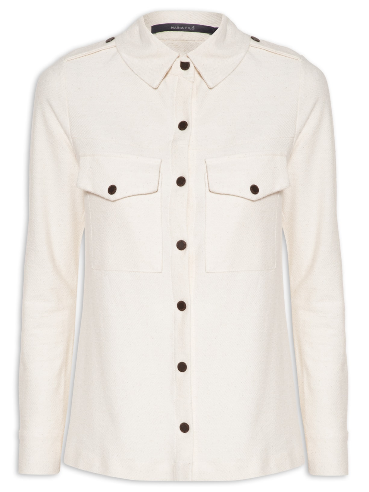 Camisa Feminina Manga Longa Alheta Sarjada - Bege