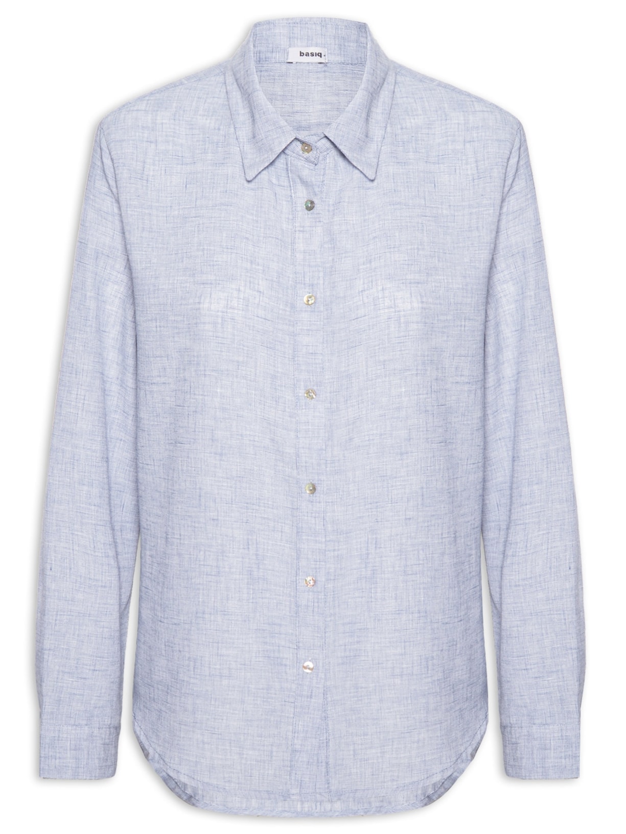 Camisa Feminina Manga Longa Azul Basiq