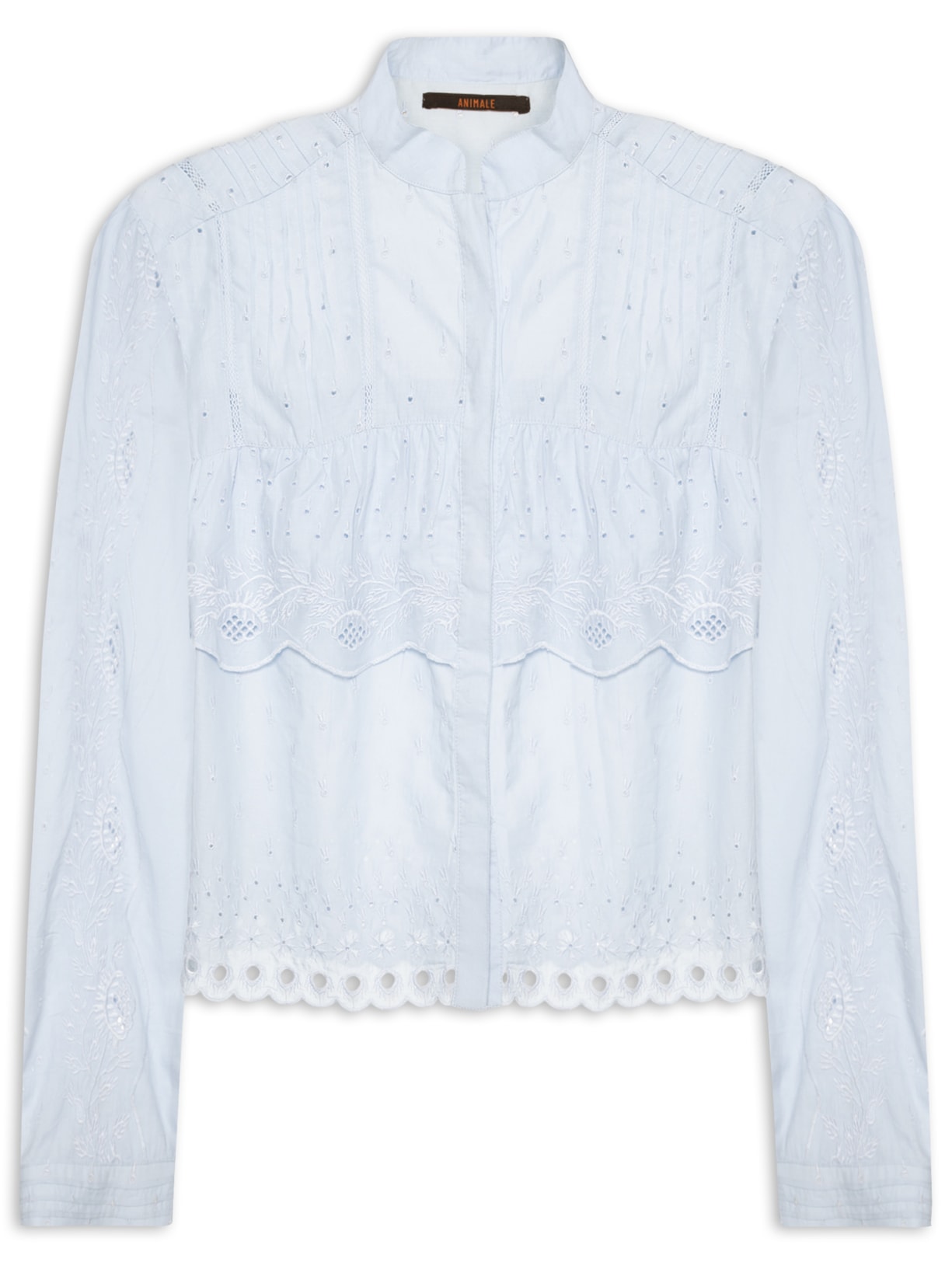 Camisa Feminina Manga Longa Bordado Camadas Color – Azul Animale