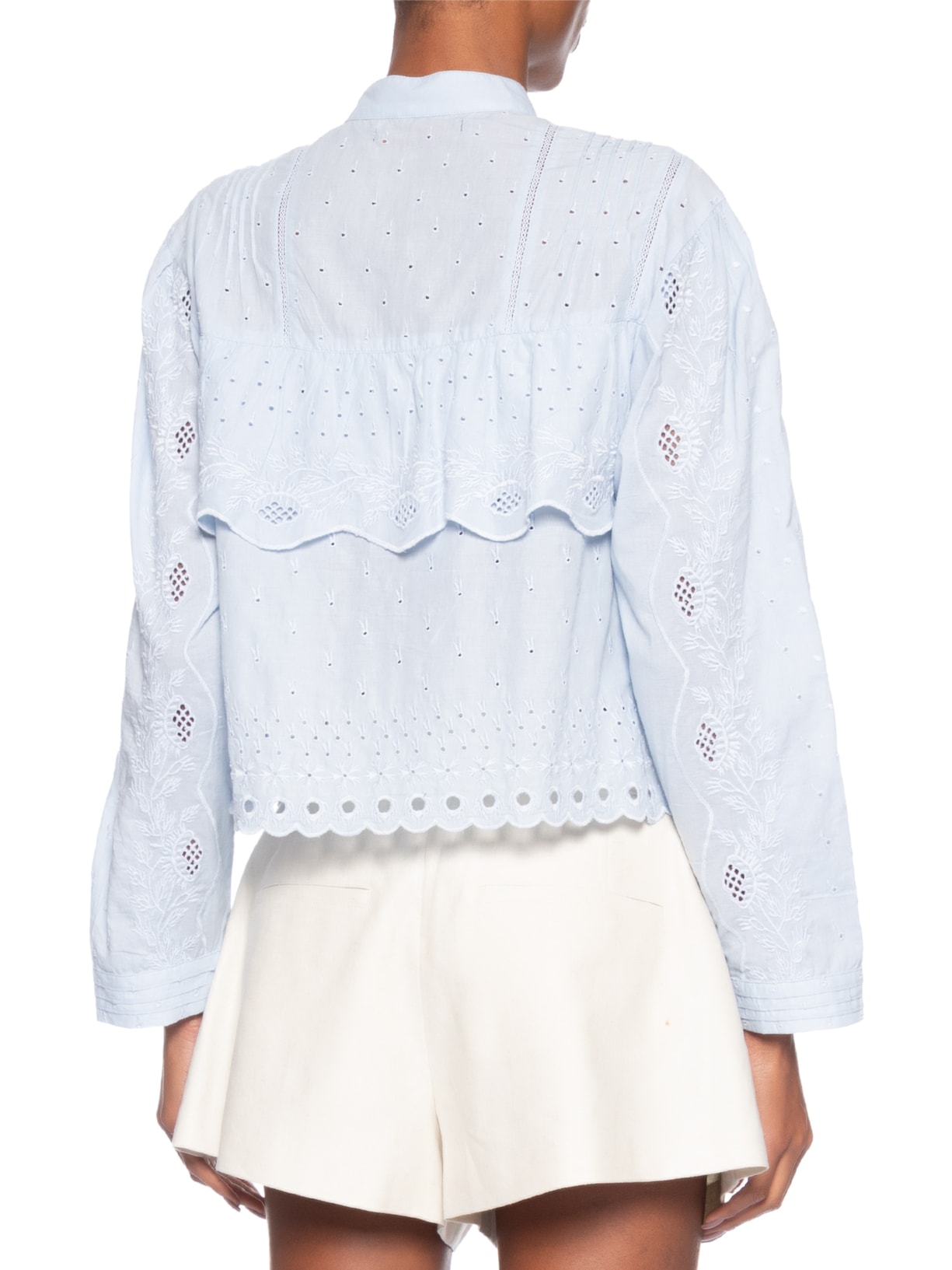 Camisa Feminina Manga Longa Bordado Camadas Color – Azul Animale