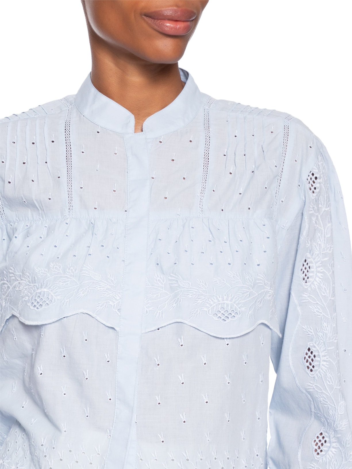 Camisa Feminina Manga Longa Bordado Camadas Color – Azul Animale