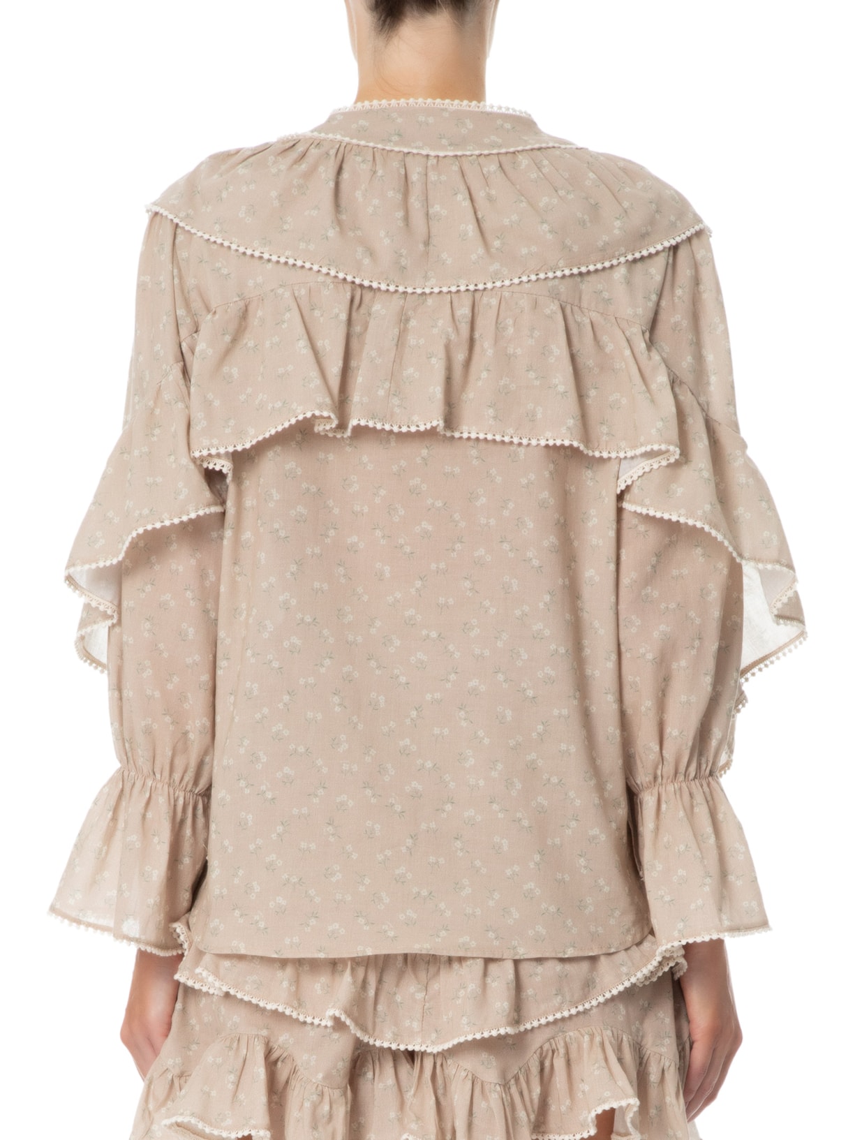 Camisa Feminina Manga Longa Bouquet Bege Mixed