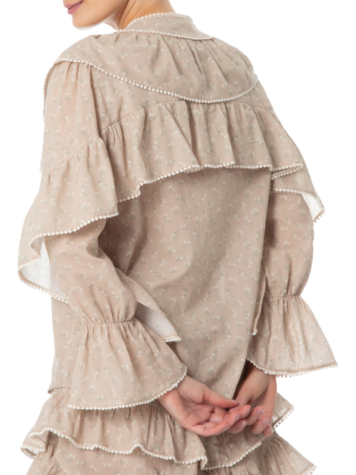 Camisa Feminina Manga Longa Bouquet Bege Mixed