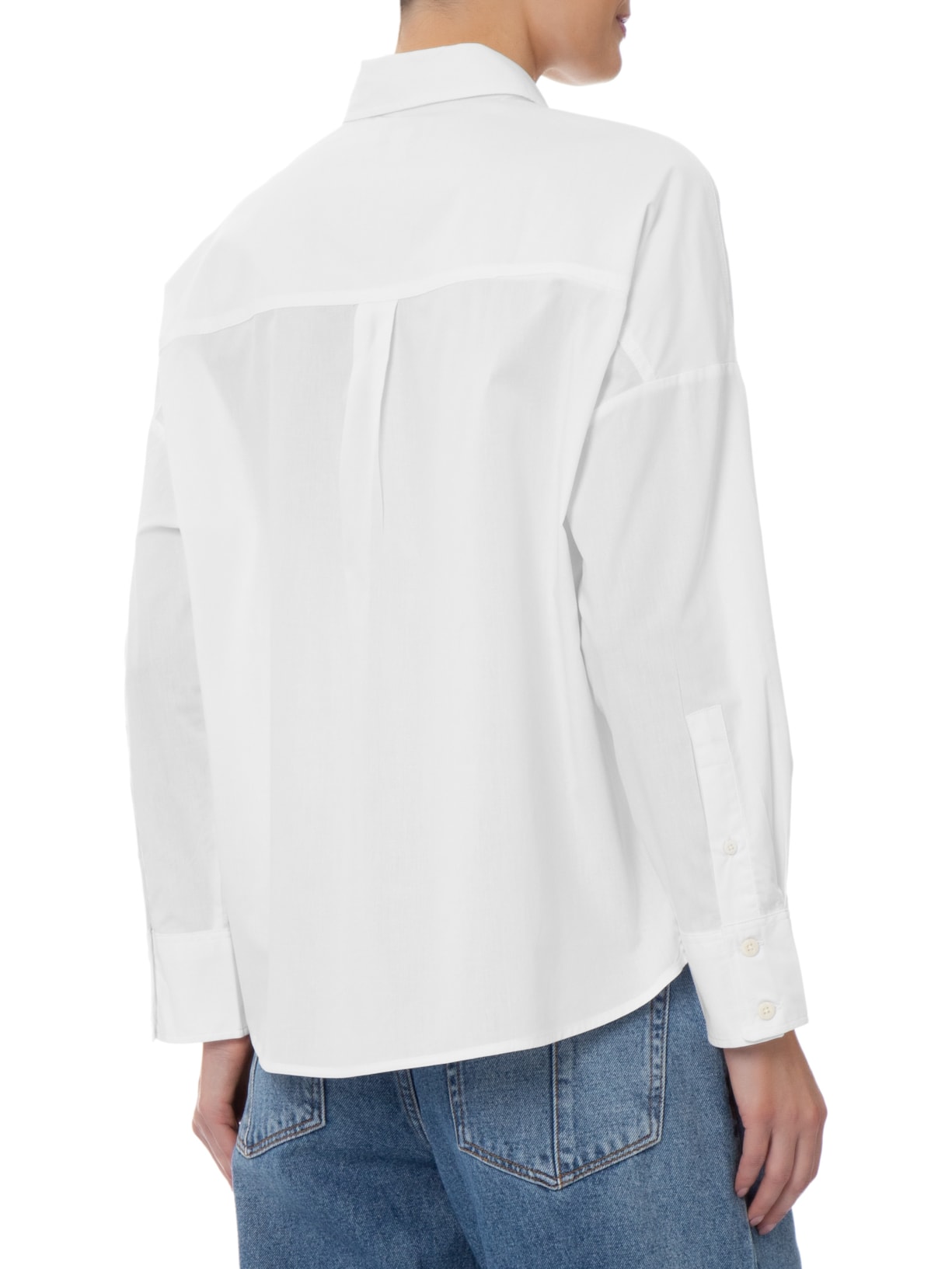 Camisa Feminina Manga Longa Com Bordado CK Branco Calvin Klein Jeans