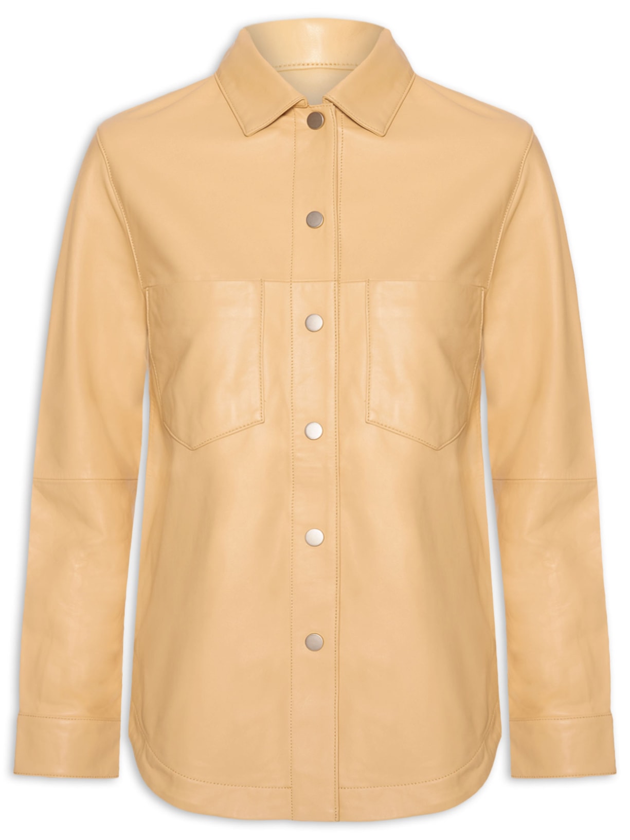 Camisa Feminina Manga Longa Couro - Bege