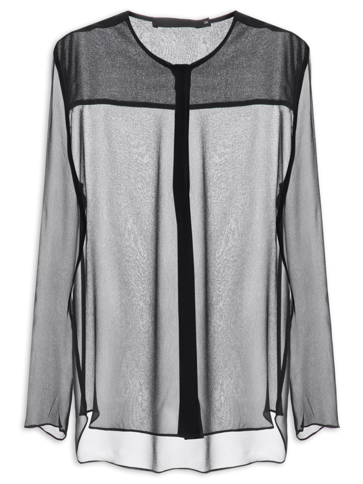 Camisa Feminina Manga Longa De Seda Pura - Preto