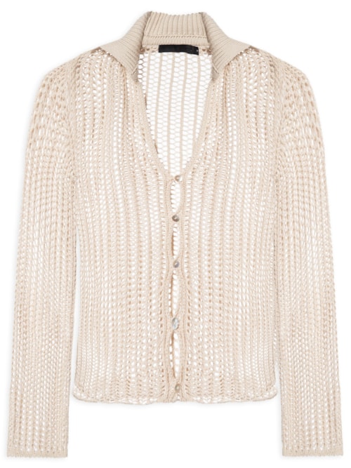 Camisa Feminina Manga Longa De Tricot - Bege