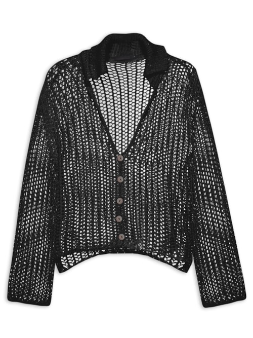 Camisa Feminina Manga Longa De Tricot - Preto