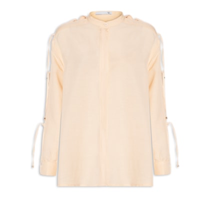 Camisa Feminina Manga Longa Em Linho - Amarelo