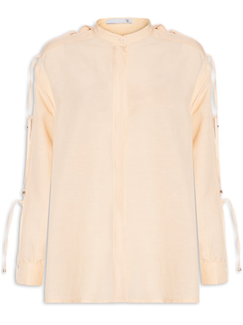 Camisa Feminina Manga Longa Em Linho - Amarelo