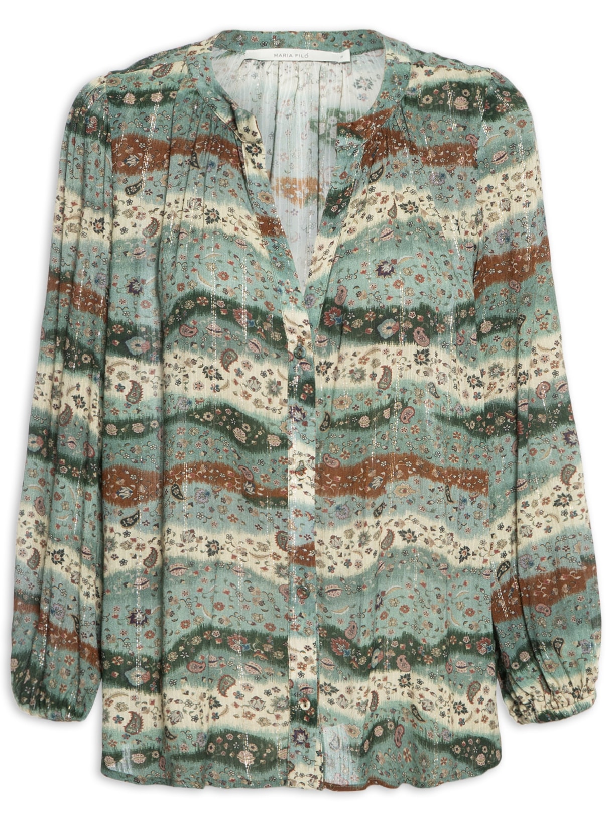 Camisa Feminina Manga Longa Estampa Blossom - Azul