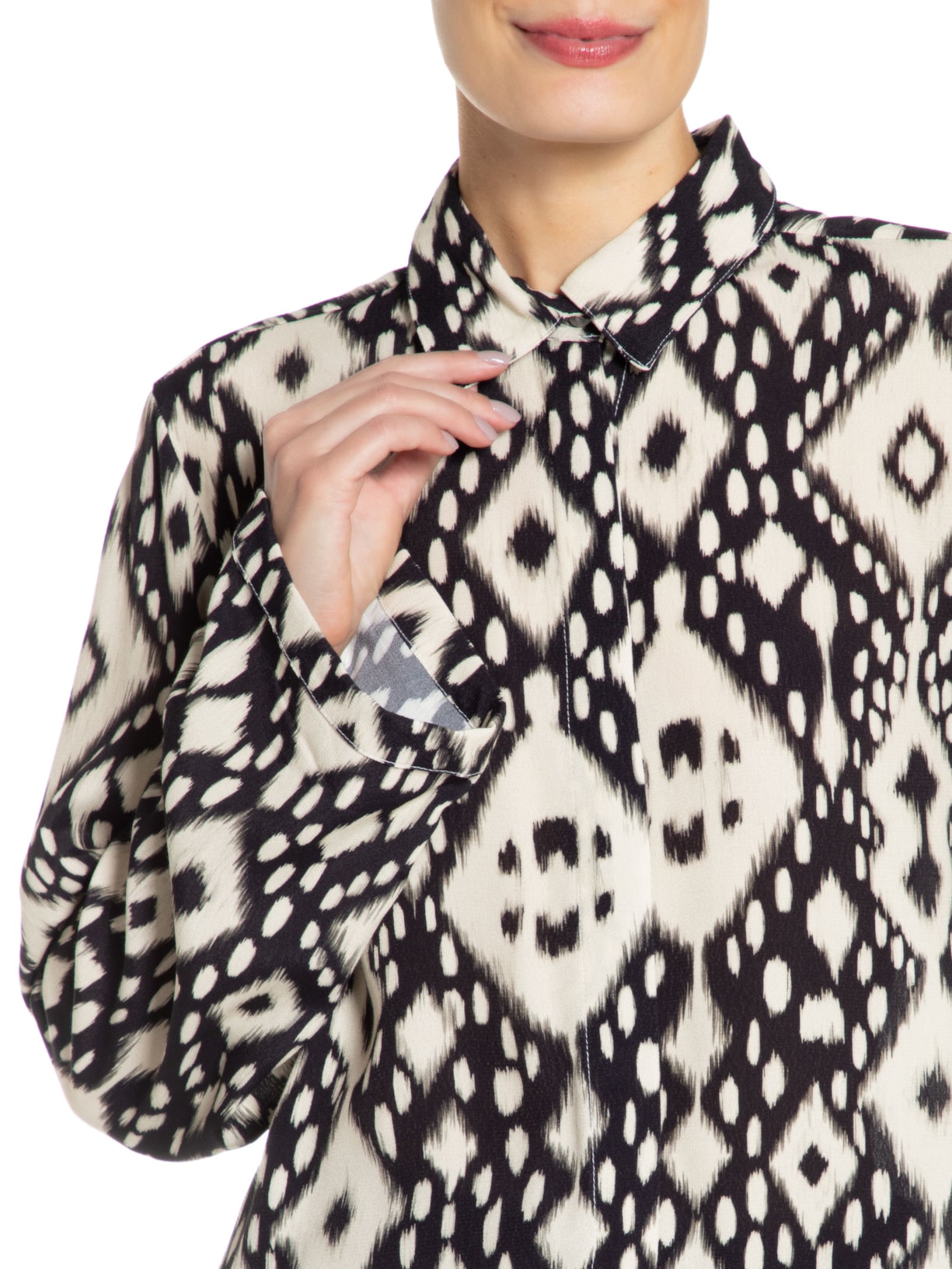 Camisa Feminina Manga Longa Ethinic Preto Twenty Four Seven