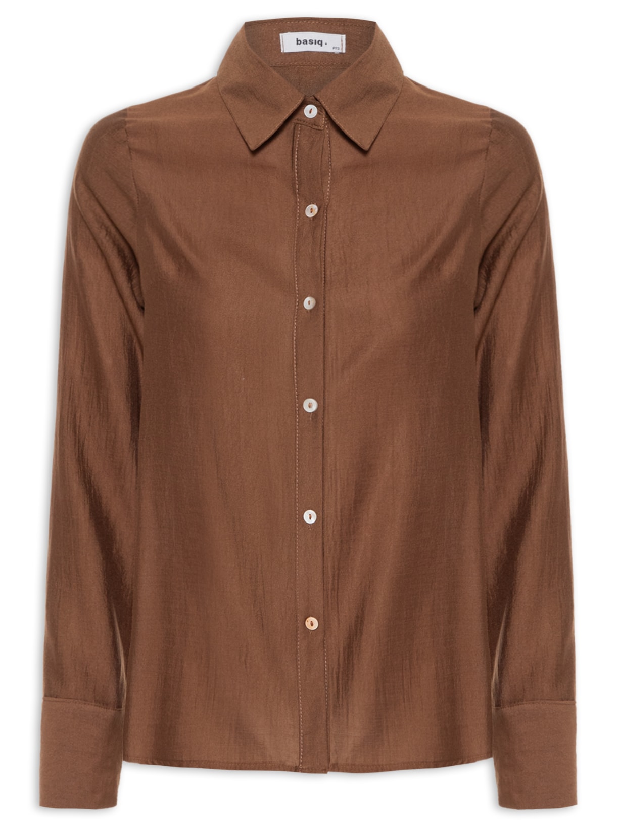 Camisa Feminina Manga Longa Justa Ao Corpo - Marrom