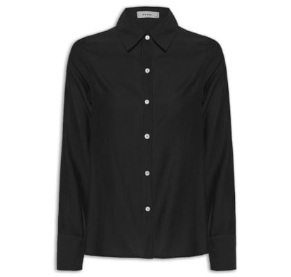 Camisa Feminina Manga Longa Justa Ao Corpo - Preto