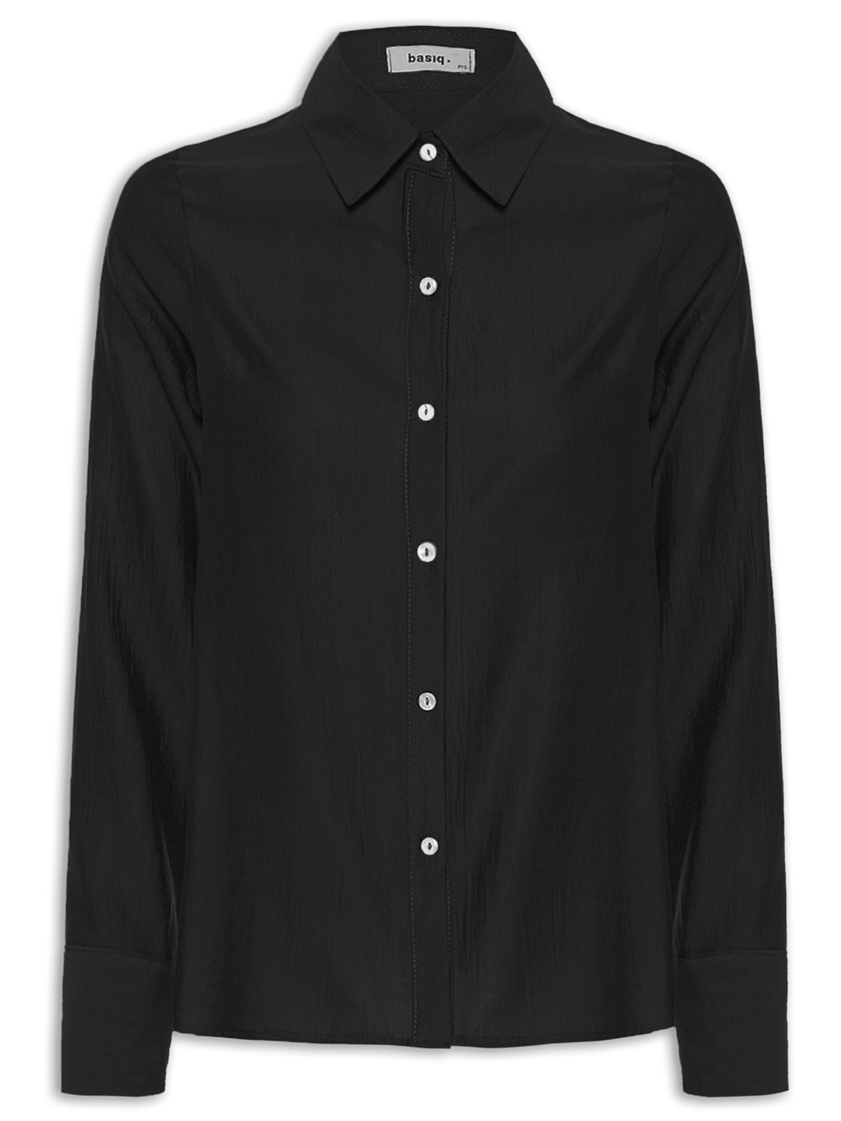 Camisa Feminina Manga Longa Justa Ao Corpo - Preto