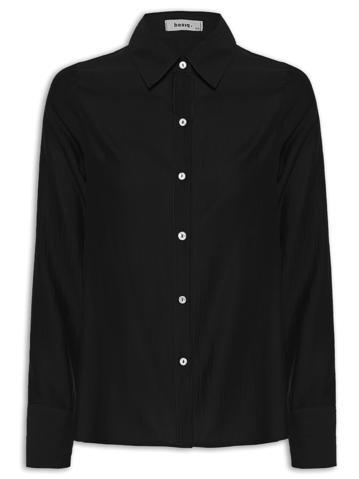 Camisa Feminina Manga Longa Justa Ao Corpo - Preto