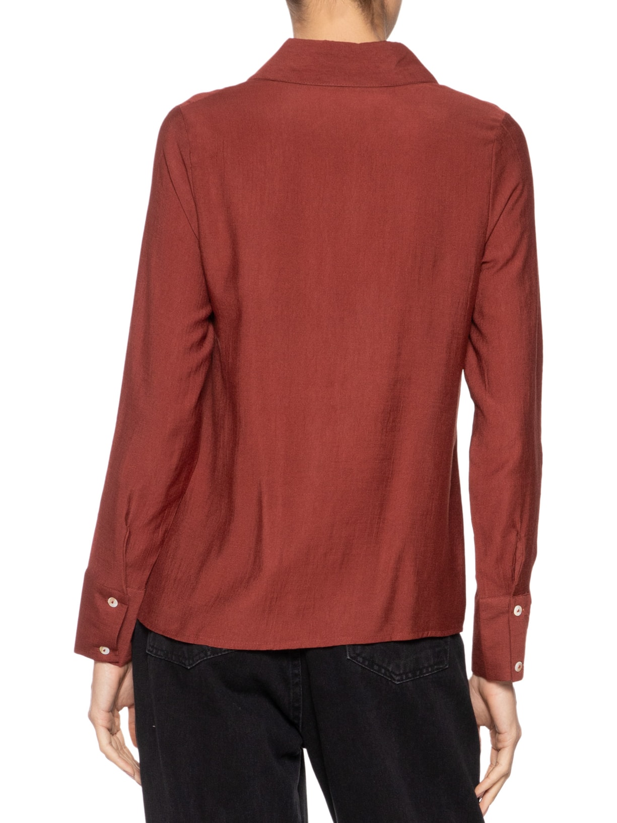 Camisa Feminina Manga Longa Justa Ao Corpo Vinho Basiq