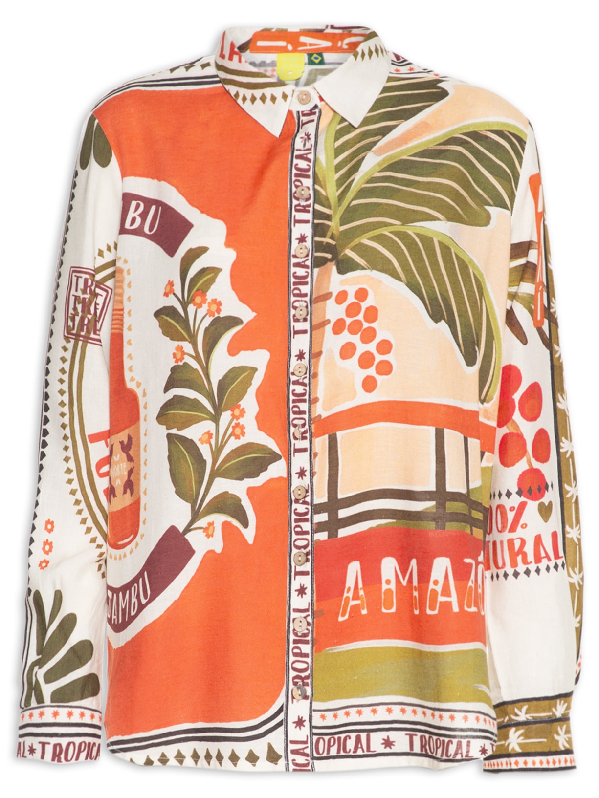 Camisa Feminina Manga Longa Lenço Igarape - Laranja