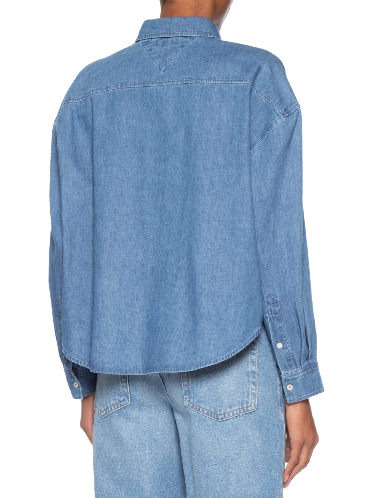 Camisa Feminina Manga Longa Light Denim Boxy Azul Tommy Hilfiger