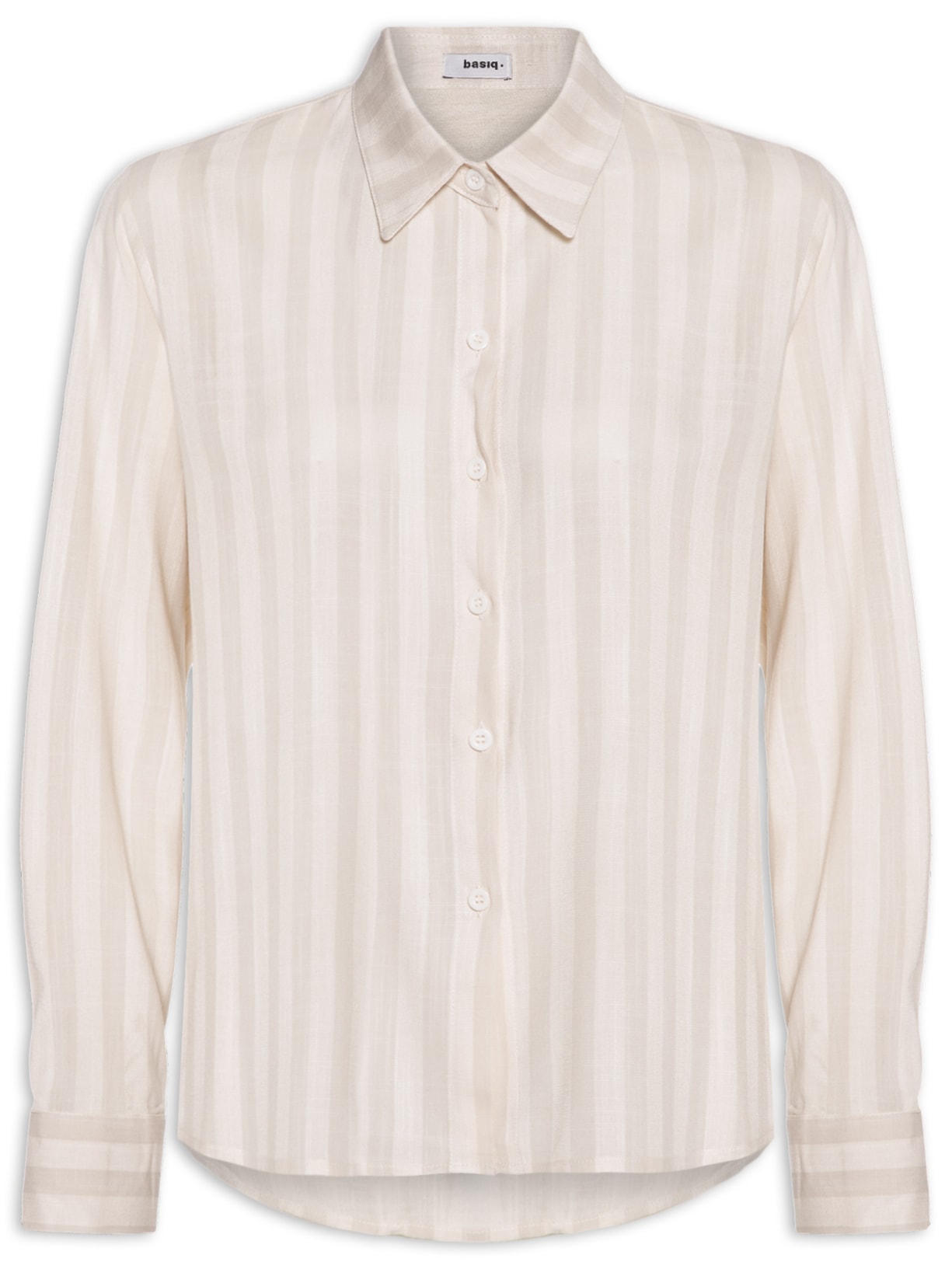 Camisa Feminina Manga Longa Listrada - Bege