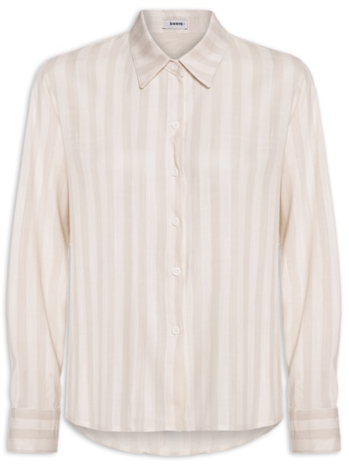 Camisa Feminina Manga Longa Listrada - Bege