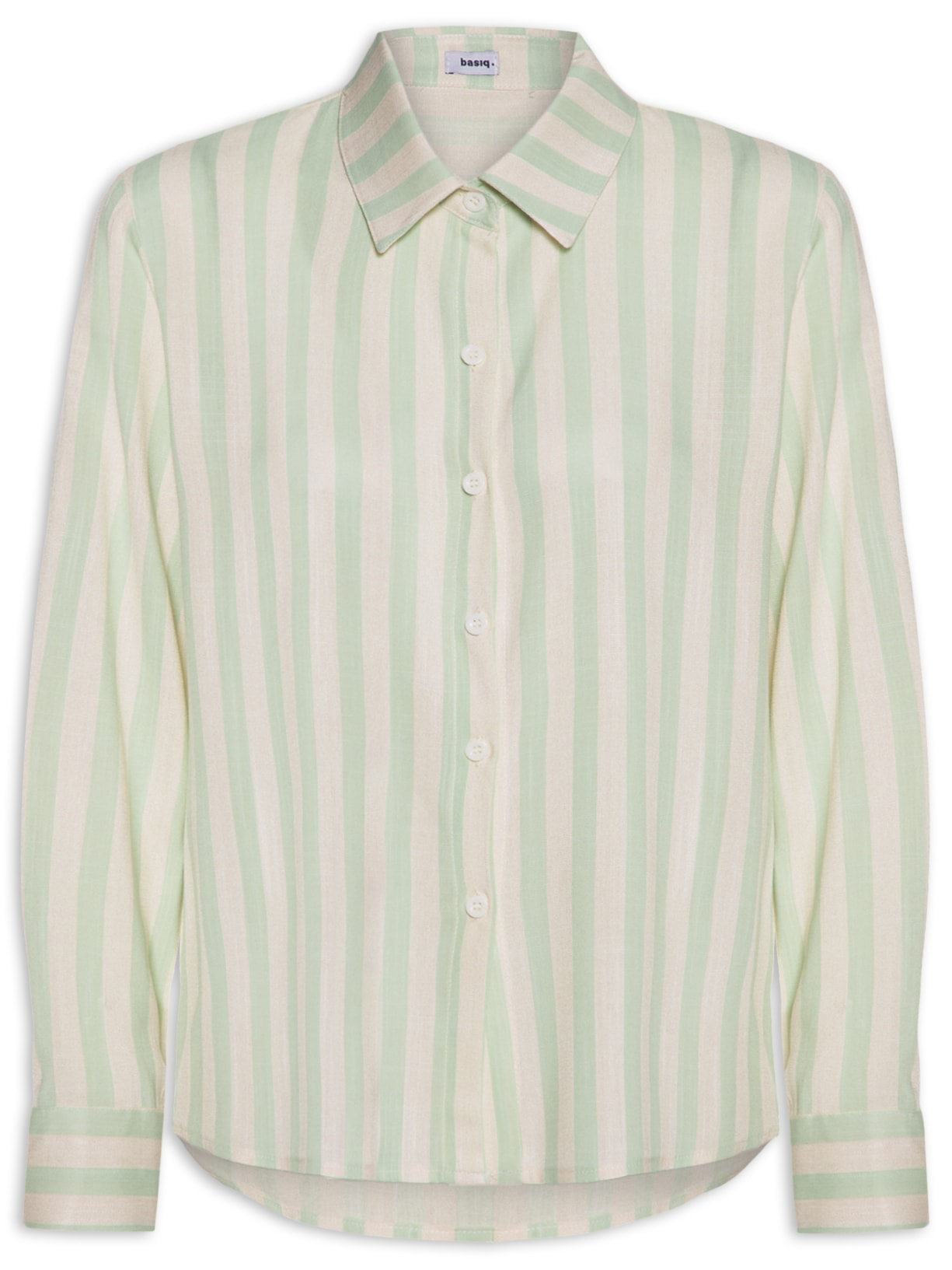 Camisa Feminina Manga Longa Listrada Verde Basiq