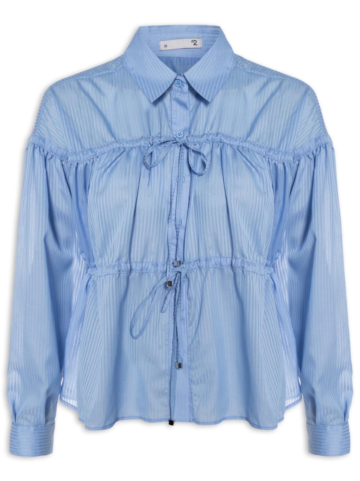 Camisa Feminina Manga Longa Rolotês - Azul