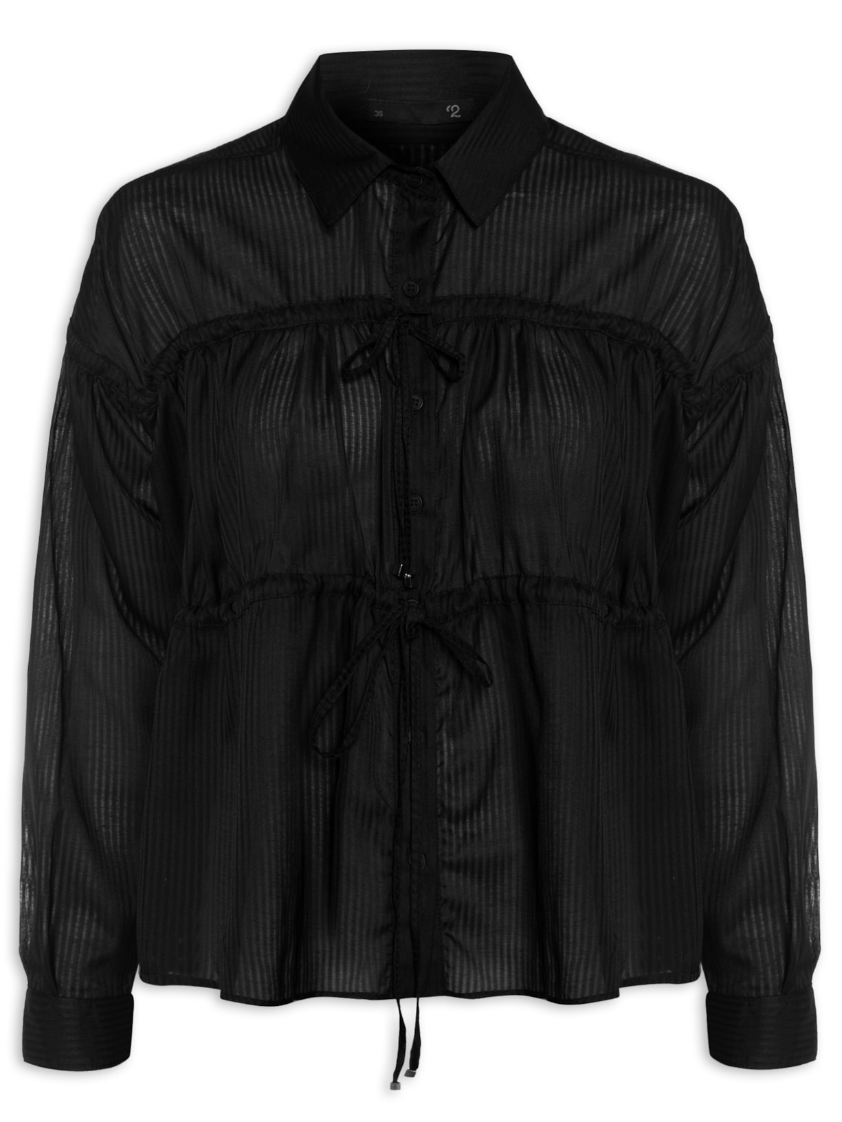 Camisa Feminina Manga Longa Rolotês - Preto