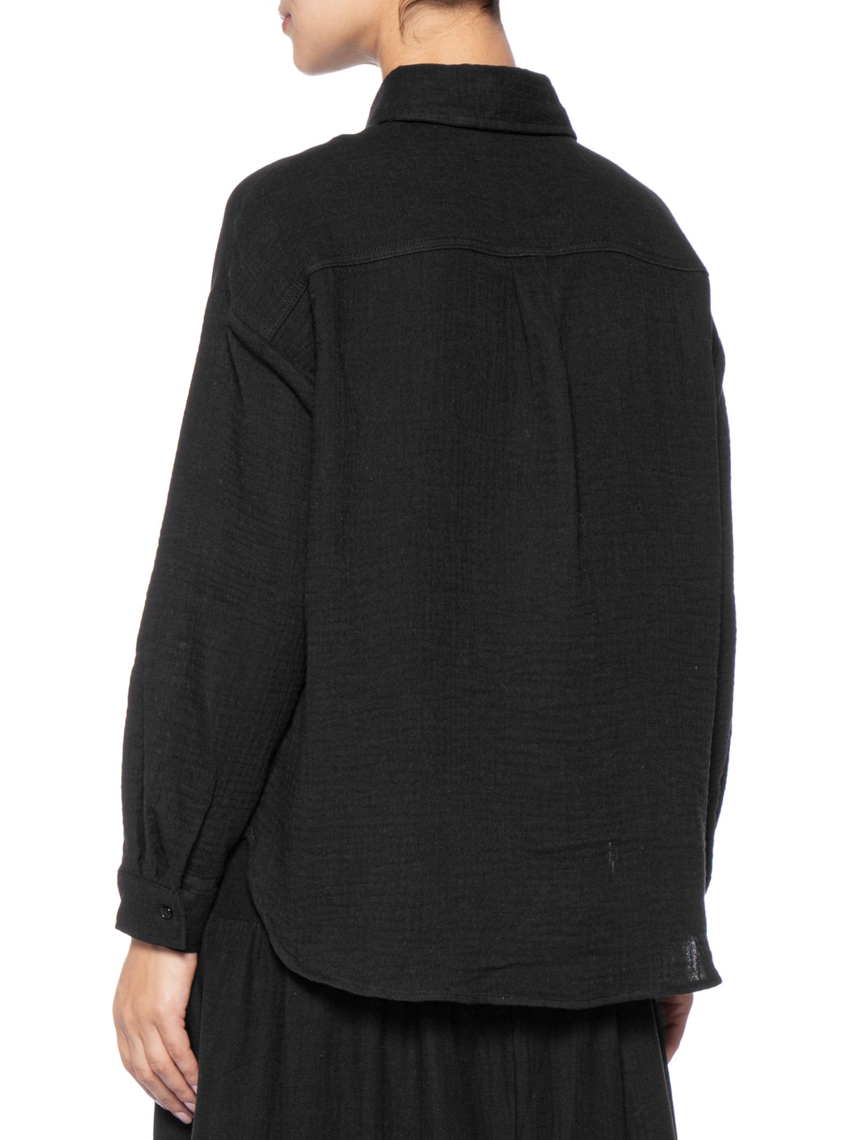 Camisa Feminina Manga Longa Texturizada Preto Basiq