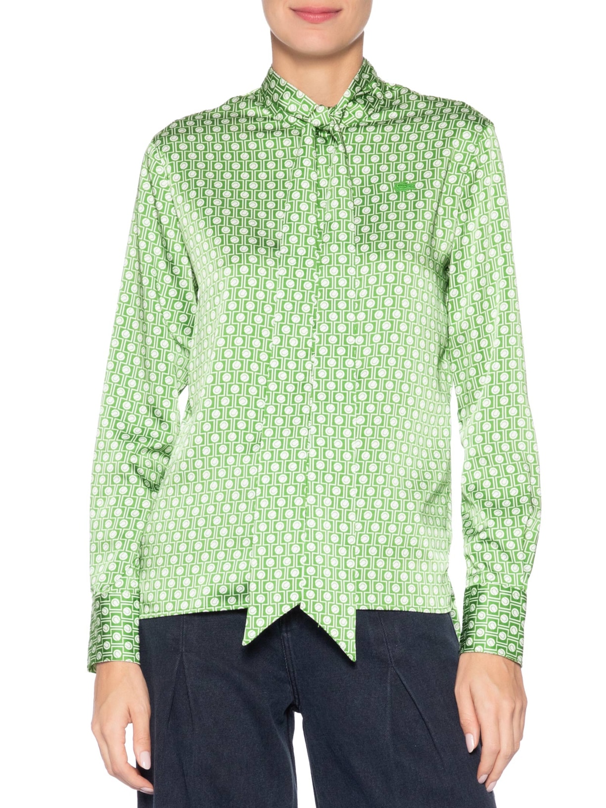 Camisa Feminina Manga Longa Woven Verde Lacoste