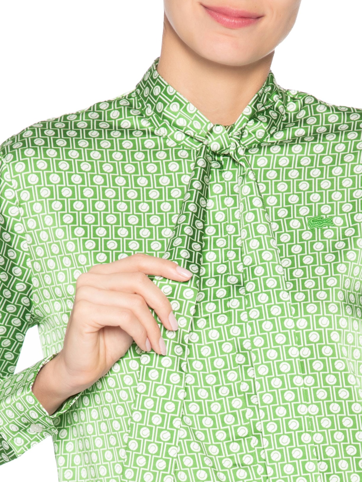 Camisa Feminina Manga Longa Woven Verde Lacoste