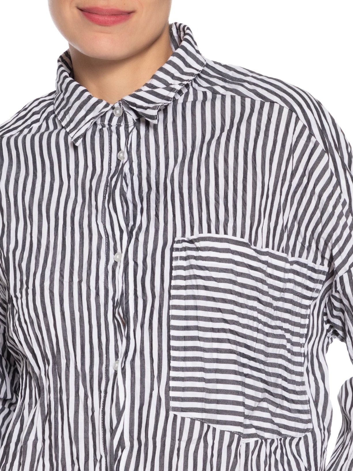 Camisa Feminina Manga Longa Wrinkle Fio Tinto Preto Osklen