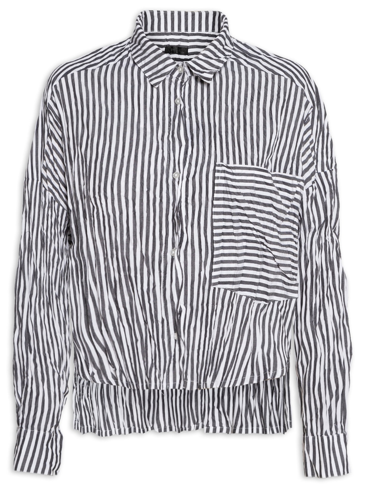 Camisa Feminina Manga Longa Wrinkle Fio Tinto Preto Osklen