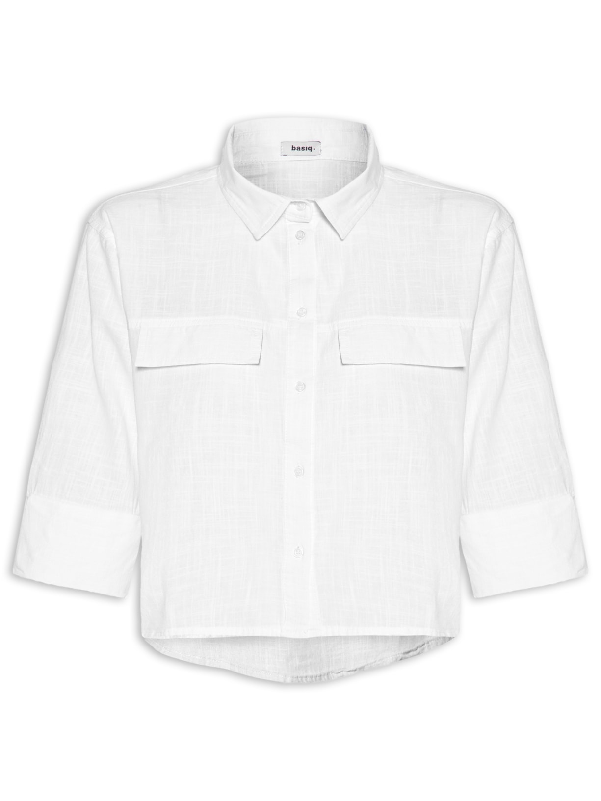 Camisa Feminina Manga Três Quartos Branco Basiq
