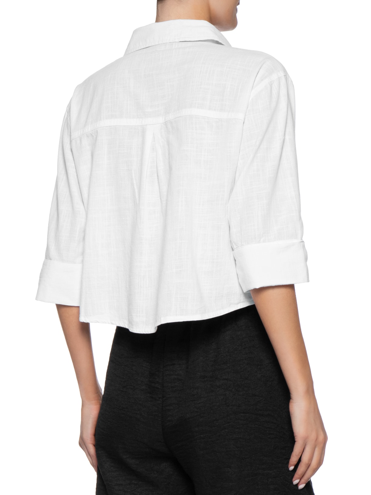 Camisa Feminina Manga Três Quartos Branco Basiq