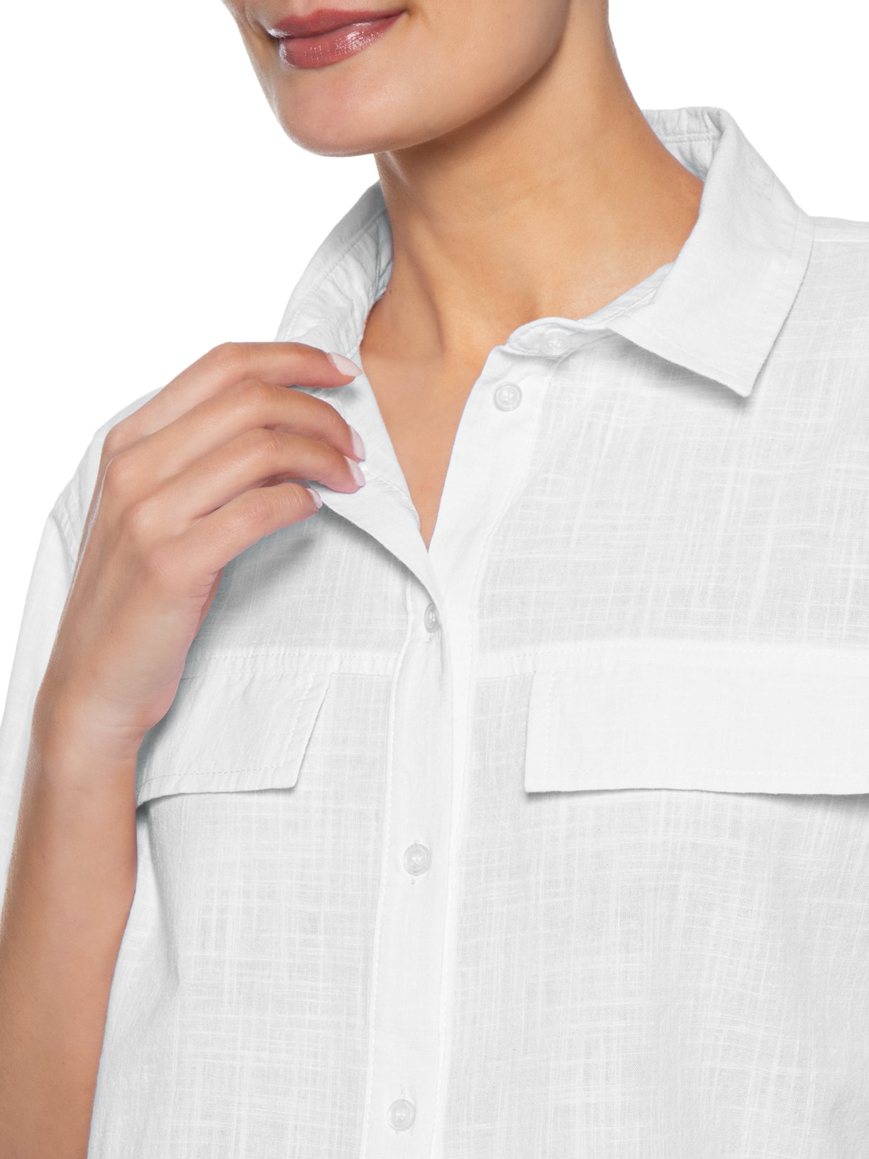 Camisa Feminina Manga Três Quartos Branco Basiq