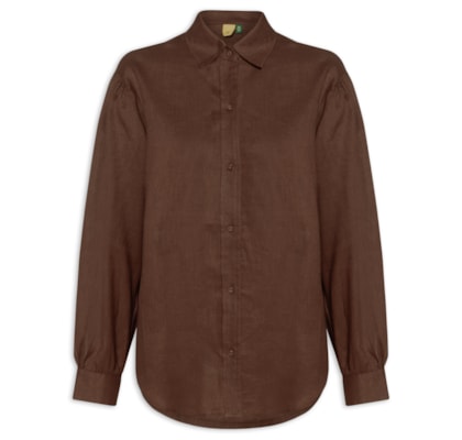 Camisa Feminina Mangas Linho - Marrom
