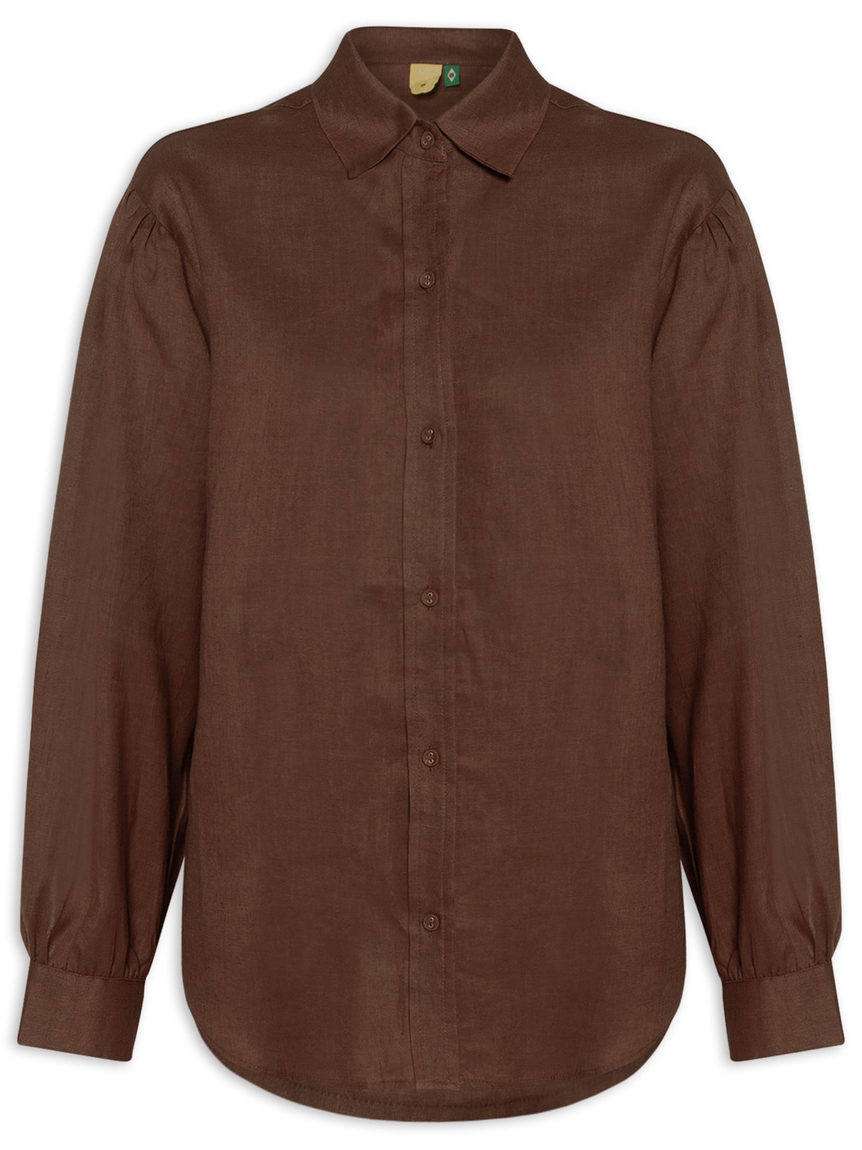 Camisa Feminina Mangas Linho - Marrom